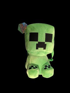 Minecraft Kids Unisex Plush 3D Creeper Green Backpack